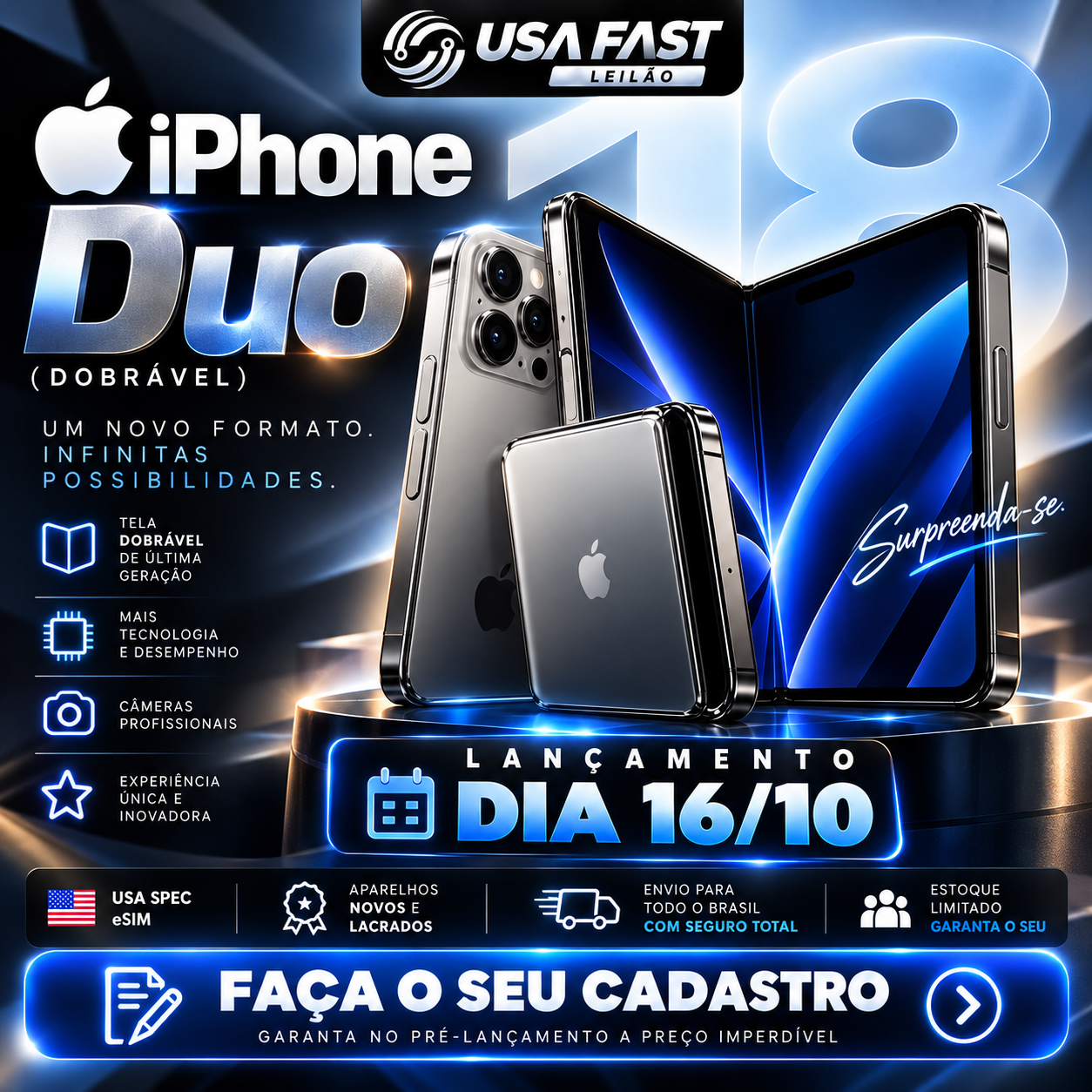 Pré-venda iPhone Duo USAFAST
