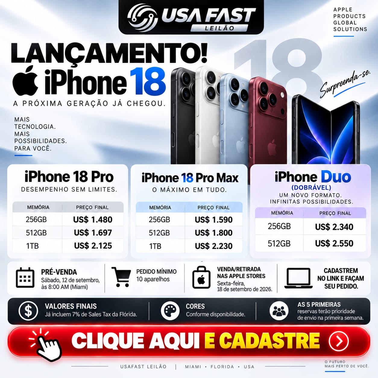 Pré-venda iPhone 18 USAFAST